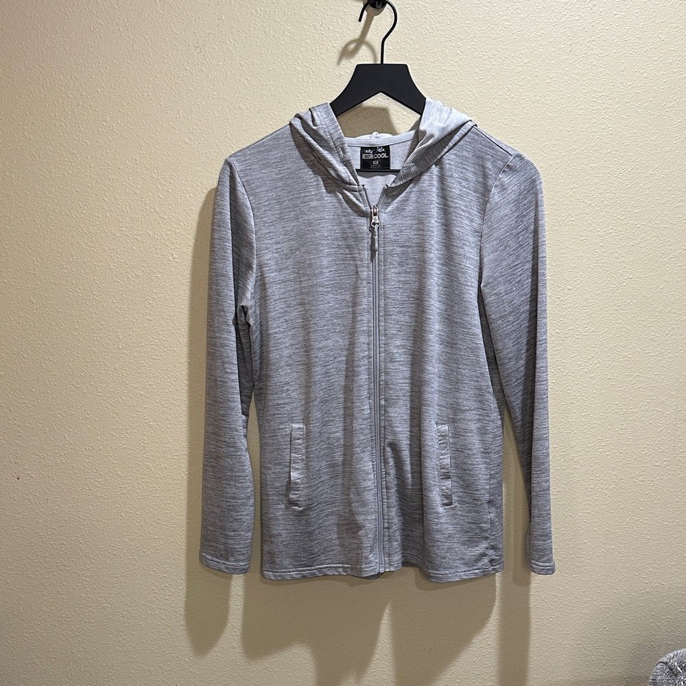 32 Degrees Cool Size Medium Heather Gray hooded full zip Sweatshirt
